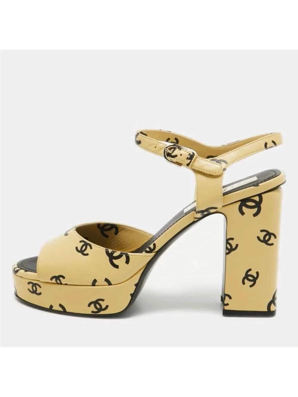 CHANEL Yellow CC Logo Platform Sandals new with dust bags and box. Receipt